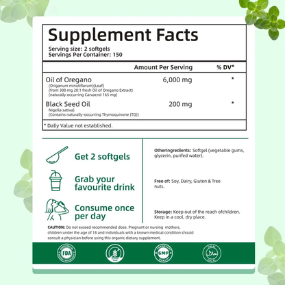 Oregano Oil with Black Seed Oil - 60 softgels