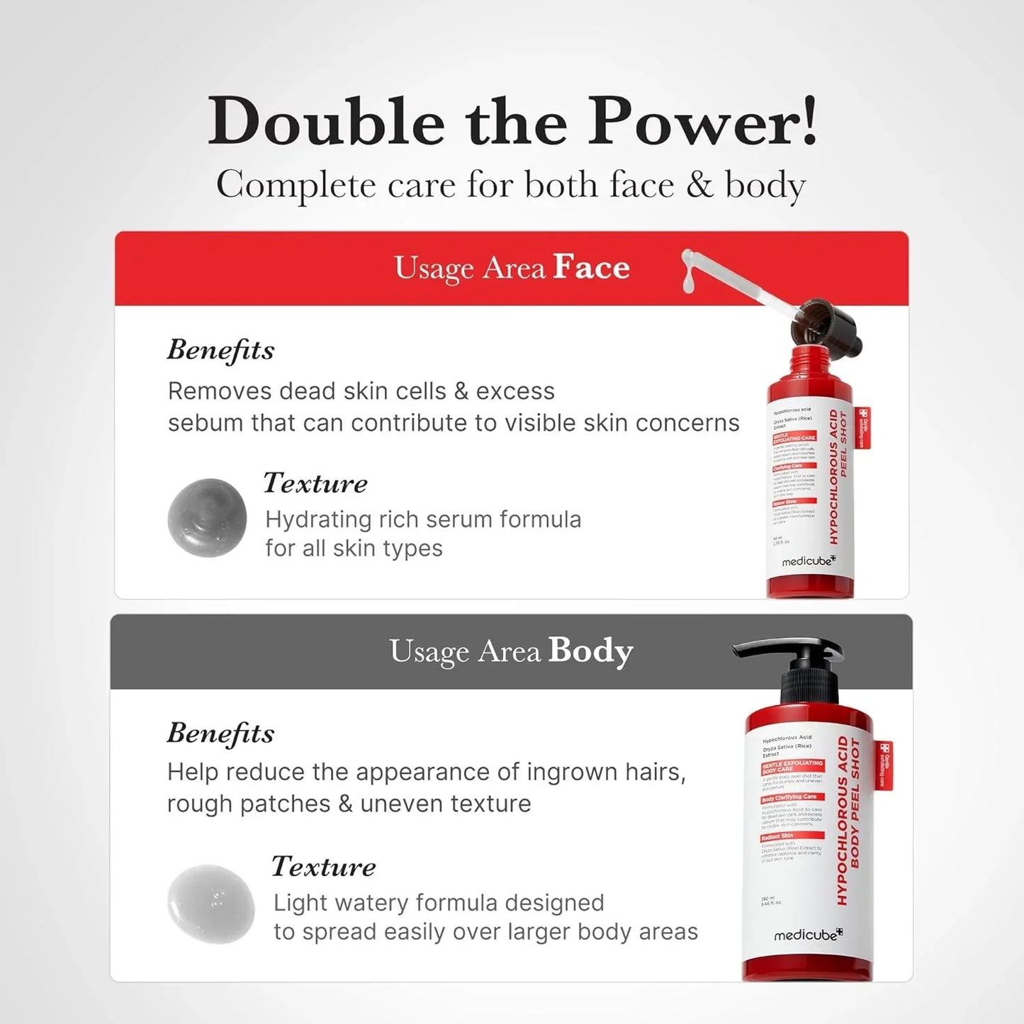 Hypochlorous Acid Peel Shot Duo For Face & Body | Early Access Black Friday Sale