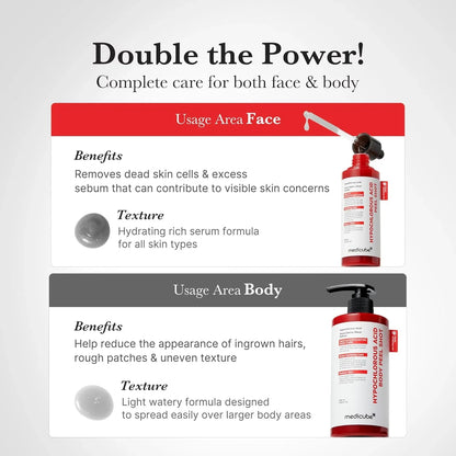 Hypochlorous Acid Peel Shot Duo For Face & Body | Early Access Black Friday Sale